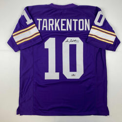 Facsimile Autographed Fran Tarkenton Minnesota Purple Reprint Laser Auto Football Jersey Size Men's XL (ONLINE ORDER ONLY)