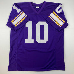 Facsimile Autographed Fran Tarkenton Minnesota Purple Reprint Laser Auto Football Jersey Size Men's XL (ONLINE ORDER ONLY)