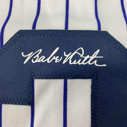 Facsimile Autographed Babe Ruth New York Pinstripe Reprint Laser Auto Baseball Jersey Size Men's XL (ONLINE ORDER ONLY)