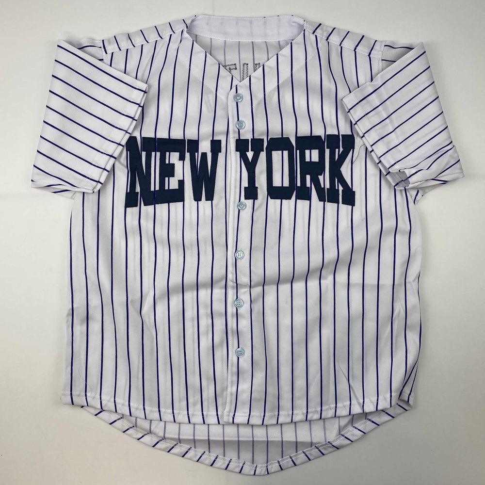 Facsimile Autographed Babe Ruth New York Pinstripe Reprint Laser Auto Baseball Jersey Size Men's XL (ONLINE ORDER ONLY)