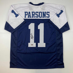Facsimile Autographed Micah Parsons Dallas Thanksgiving Day Reprint Laser Auto Football Jersey Size Men's XL (ONLINE ORDER ONLY)