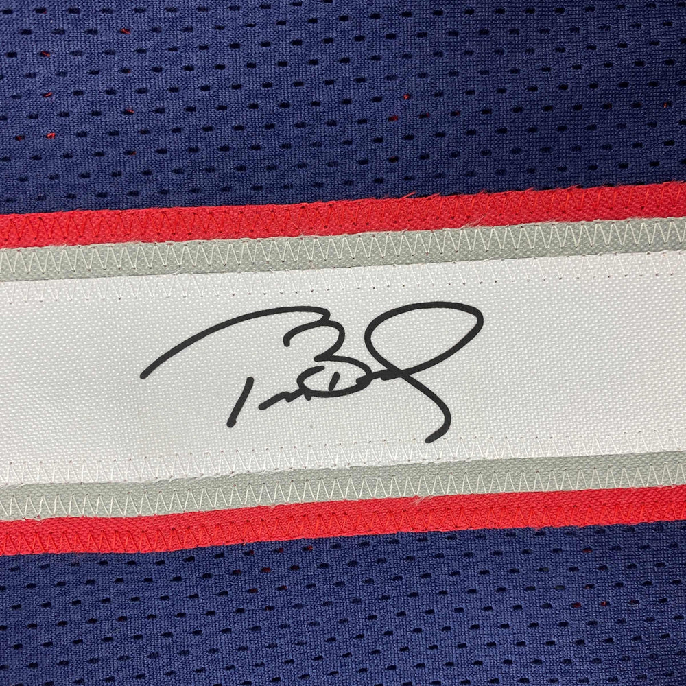 Facsimile Autographed Tom Brady New England Blue Reprint Laser Auto Football Jersey Size Men's XL (ONLINE ORDER ONLY)