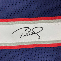 Facsimile Autographed Tom Brady New England Blue Reprint Laser Auto Football Jersey Size Men's XL (ONLINE ORDER ONLY)