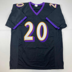 Facsimile Autographed Ed Reed Baltimore Black Reprint Laser Auto Football Jersey Size Men's XL (ONLINE ORDER ONLY)
