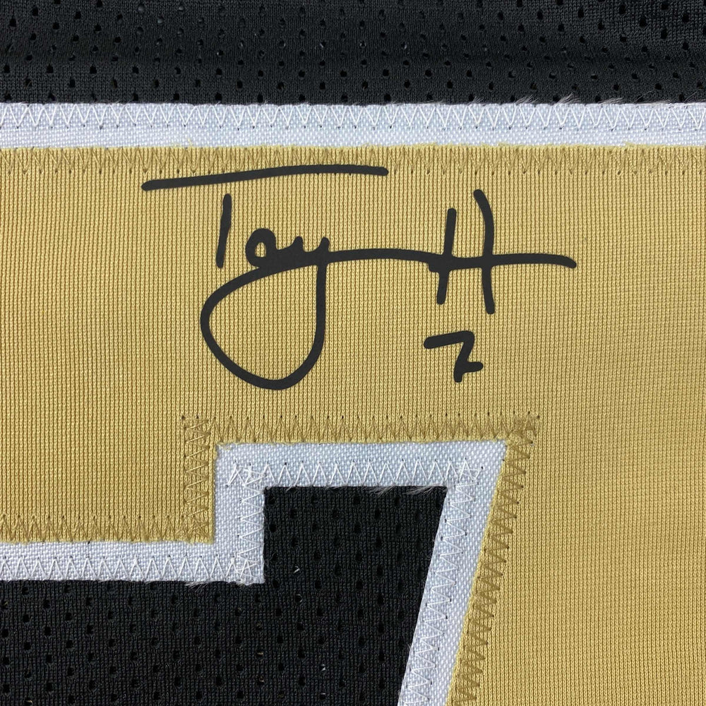Facsimile Autographed Taysom Hill New Orleans Black Reprint Laser Auto Football Jersey Size Men's XL (ONLINE ORDER ONLY)