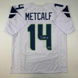 Facsimile Autographed D.K. DK Metcalf Seattle White Reprint Laser Auto Football Jersey Size Men's XL (ONLINE ORDER ONLY)