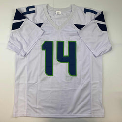 Facsimile Autographed D.K. DK Metcalf Seattle White Reprint Laser Auto Football Jersey Size Men's XL (ONLINE ORDER ONLY)