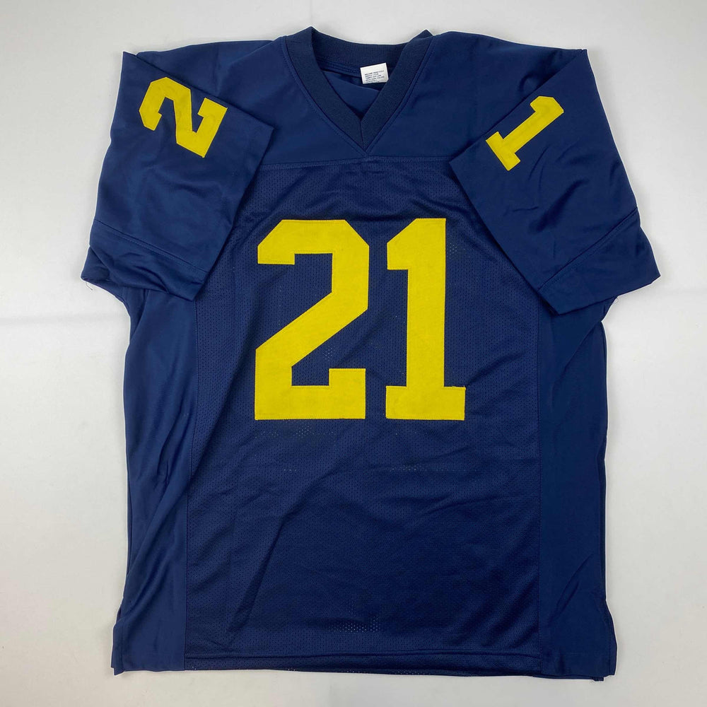 Facsimile Autographed Desmond Howard Michigan Blue Reprint Laser Auto College Football Jersey Size Men's XL (ONLINE ORDER ONLY)