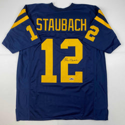 Facsimile Autographed Roger Staubach Navy Blue Reprint Laser Auto College Football Jersey Size Men's XL (ONLINE ORDER ONLY)