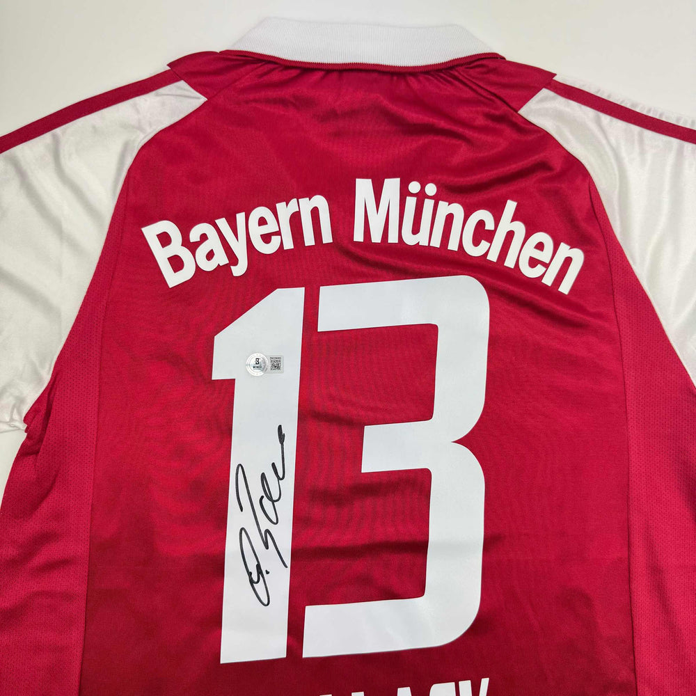 Autographed/Signed Michael Ballack FC Bayern Munich Red Soccer Futbol Jersey Beckett BAS COA