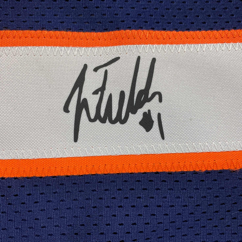 Facsimile Autographed Justin Fields Chicago Blue Reprint Laser Auto Football Jersey Size Men's XL (ONLINE ORDER ONLY)