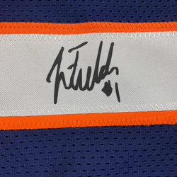 Facsimile Autographed Justin Fields Chicago Blue Reprint Laser Auto Football Jersey Size Men's XL (ONLINE ORDER ONLY)