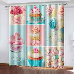 Ice Cream Curtains Blackout Window Treatments Drapes for Room Decor (Online Order Only)