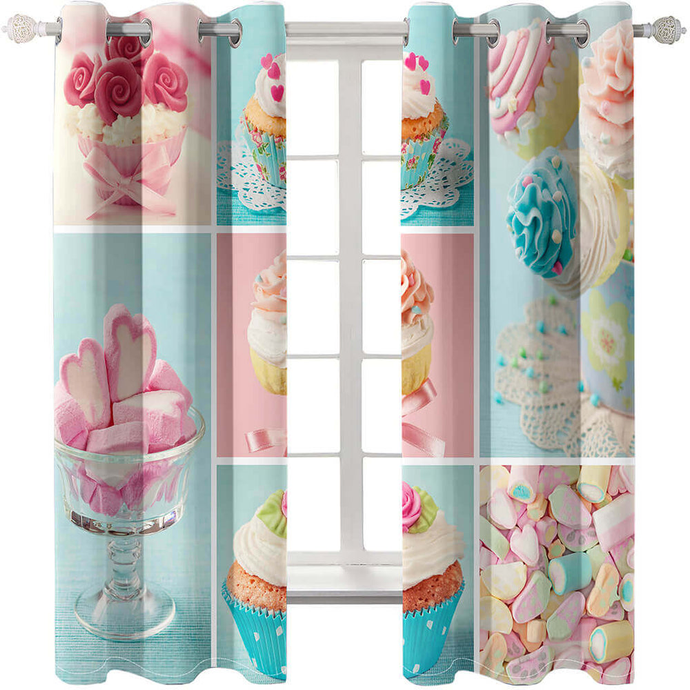 Ice Cream Curtains Blackout Window Treatments Drapes for Room Decor (Online Order Only)