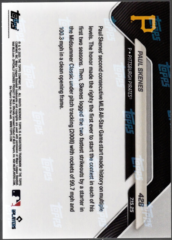 2025 Topps Now Paul Skenes #428 Gold Foil /50 Pittsburgh Pirates Baseball Card