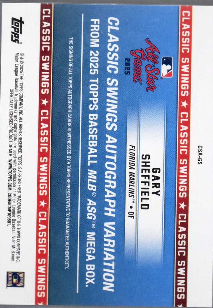 2025 Topps All Star Game Gary Sheffield #HHAGS Homegrown Heros Autograph Variation /50 Baseball Card (ONLINE ORDER ONLY)