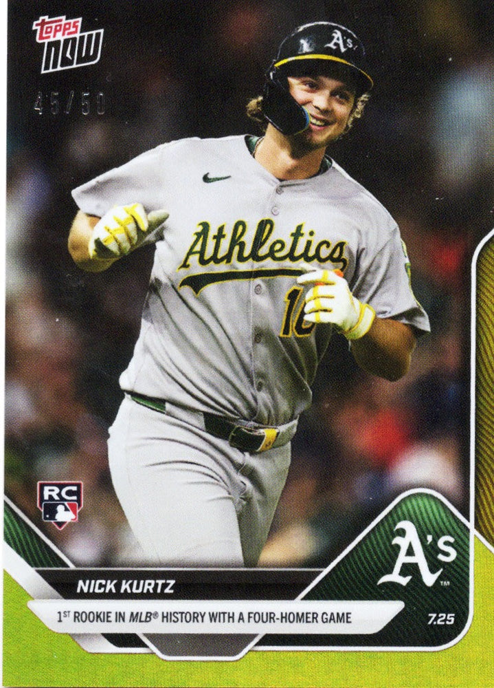 2025 Topps Now Nick Kurtz #464 Gold Foil /50 Athletics Rookie RC Baseball Card