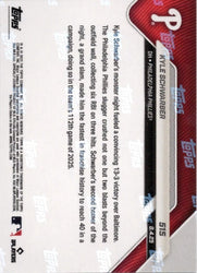 2025 Topps Now Kyle Schwarber #515 Gold Foil /50 Philadelphia Phillies Baseball Card (ONLINE ORDER ONLY)