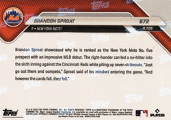 2025 Topps Now Brandon Sproat #672 Gold Foil /50 New York Mets Rookie RC Baseball Card