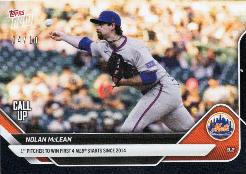 2025 Topps Now Nolan McLean #651 Black Foil /10 New York Mets Rookie RC Baseball Card (ONLINE ORDER ONLY)