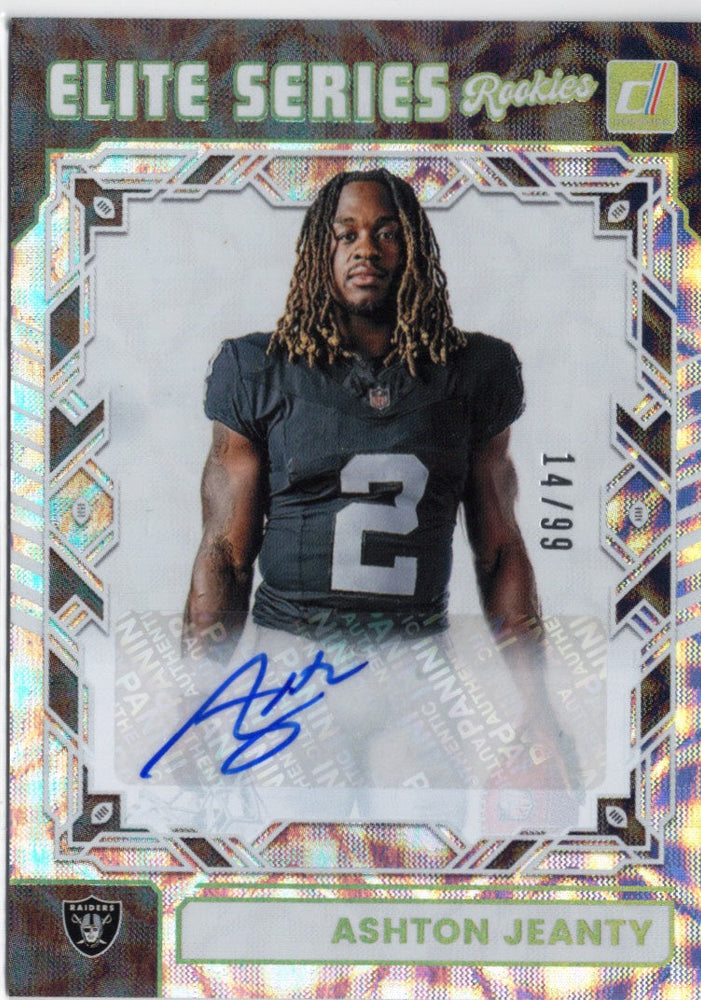 2025 Panini Donruss Ashton Jeanty #ESRAJY Elite Series Rookies Auto /99 Las Vegas Raiders Rookie RC Football Card (ONLINE ORDER ONLY)