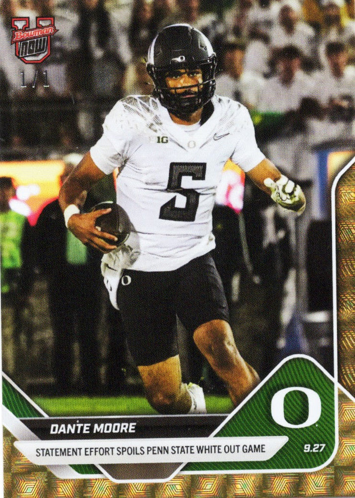 2025 Topps Bowman U Now Dante Moore #21 Superfractor /1 Oregon Ducks Rookie RC Football Card (ONLINE ORDER ONLY)