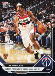 2025 Topps Now Tre Johnson #14 Black Foil /10 Washington Wizards Rookie RC Basketball Card