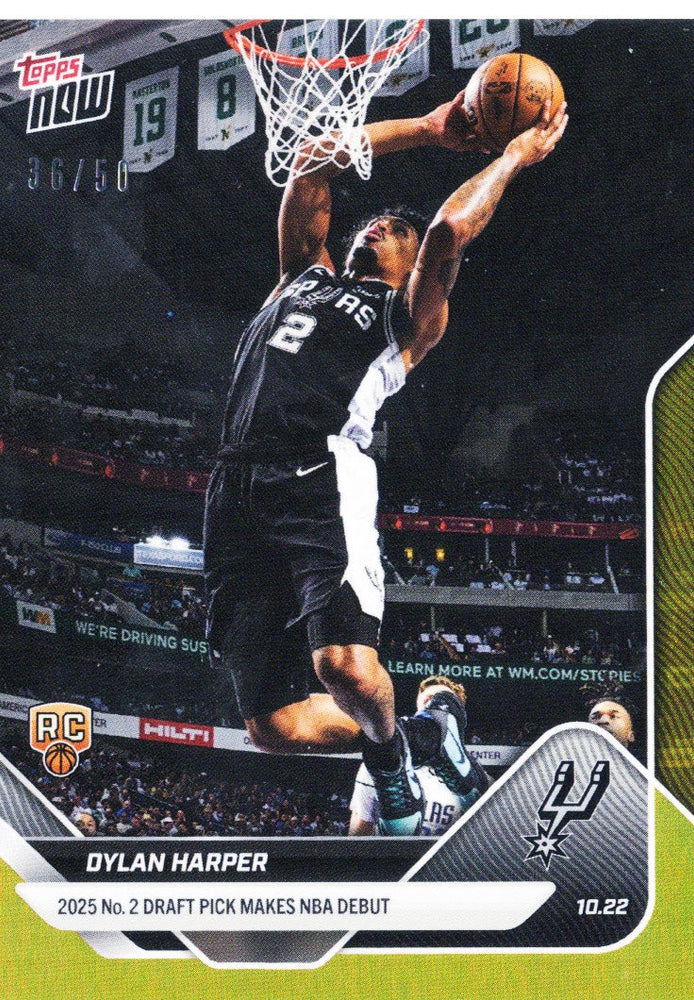 2025 Topps Now Dylan Harper #7 Gold Foil /50 San Antonio Spurs Rookie RC Basketball Card