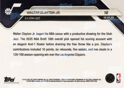 2025 Topps Now Walter Clayton Jr #16 Gold Foil /50 Utah Jazz Rookie RC Basketball Card