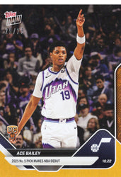 2025 Topps Now Ace Bailey #9 Orange Foil /25 Utah Jazz Rookie RC Basketball Card