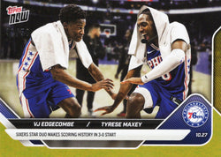 2025 Topps Now VJ Edgecombe/Tyrese Maxey #32 Gold Foil /50 Basketball Card
