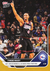 2025 Topps Now Tyrese Maxey #185 Orange Foil /25 Philadelphia 76ers Basketball Card