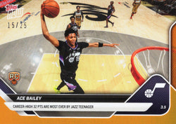 2025 Topps Now Ace Bailey #194 Orange Foil /25 Utah Jazz Rookie RC Basketball Card