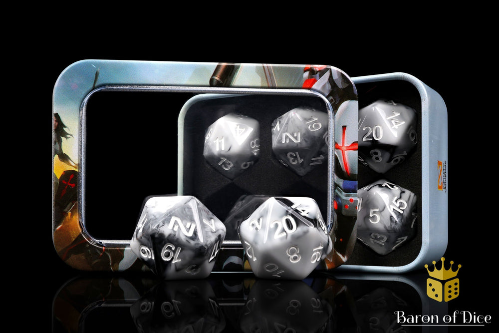 Infinity: N5 Marbled w/ White - Official Dice Set (ONLINE ORDER ONLY)
