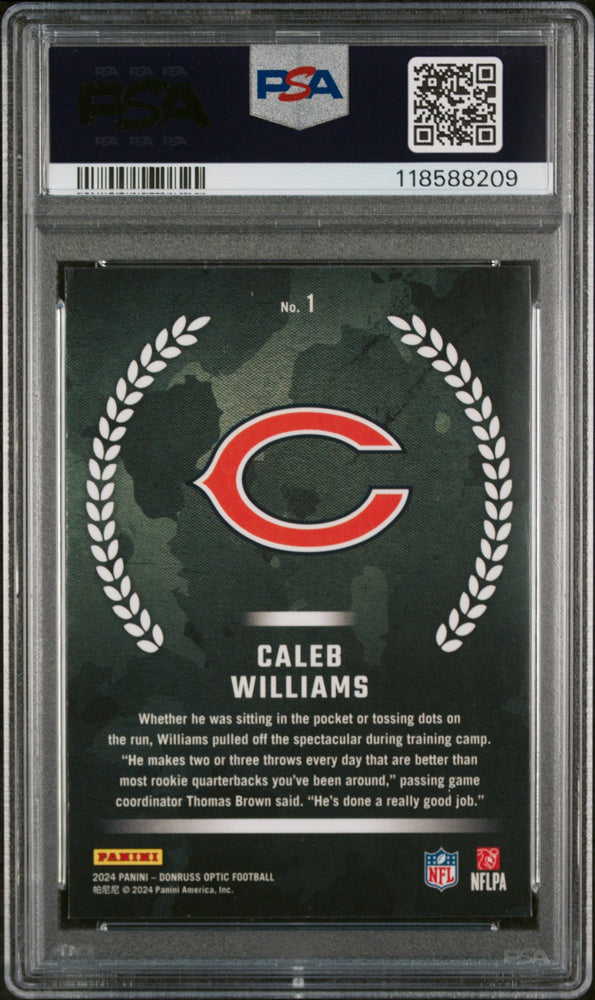 Graded 2024 Panini Donruss Optic Caleb Williams #1 Rookie Recruits Rookie RC Football Card PSA 10 Gem Mint