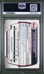 Graded 2023 Topps Bowman Chrome Justin Crawford #CPAJC Chrome Prospect Auto Rookie RC Baseball Card PSA 9 Gem Mint