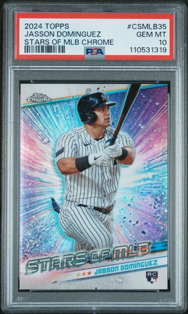 Graded 2024 Topps Jasson Dominguez #CSMLB35 Stars of MLB Chrome Rookie RC Baseball Card PSA 10 Gem Mint (ONLINE ORDER ONLY)
