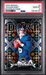 Graded 2025 Panini Mosaic Jaxson Dart #2 Introductions Rookie RC Football Card PSA 10 Gem Mint