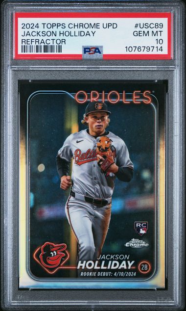 Graded 2024 Topps Chrome Update Jackson Holliday #USC89 Refractor Rookie RC Baseball Card PSA 10 Gem Mint