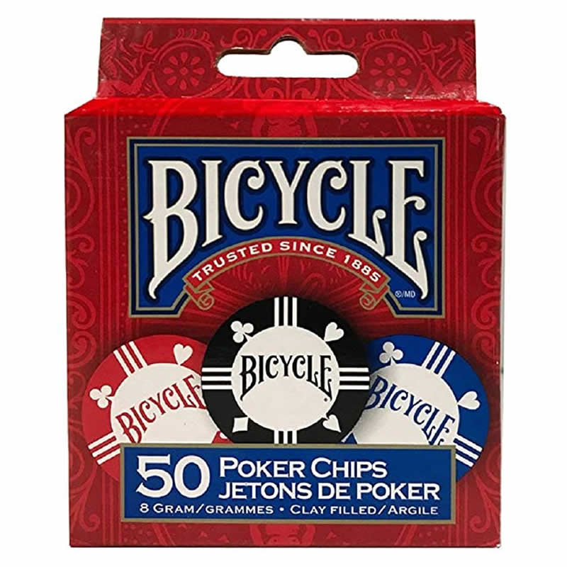 JKR1006264 Clay Poker Chips 8 Gram 50ct Bicycle (ONLINE ORDER ONLY)