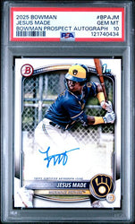 Graded 2025 Topps Bowman Jesus Made #BPAJM Paper Prospects Autograph Rookie RC Baseball Card PSA 10 Gem Mint (ONLINE ORDER ONLY)