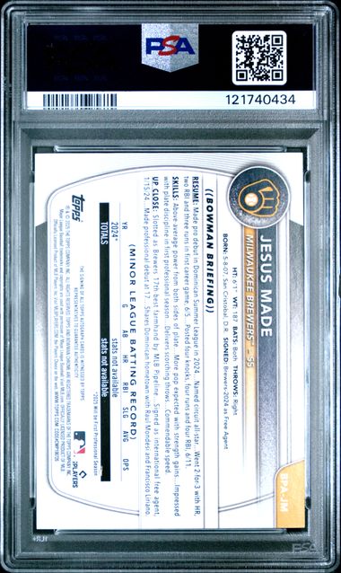 Graded 2025 Topps Bowman Jesus Made #BPAJM Paper Prospects Autograph Rookie RC Baseball Card PSA 10 Gem Mint (ONLINE ORDER ONLY)
