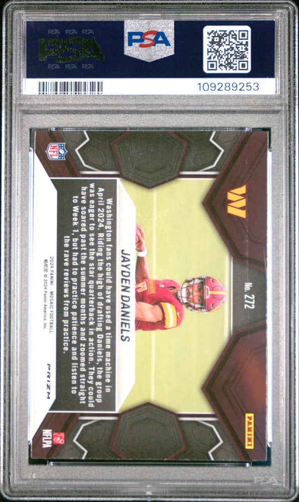 Graded 2024 Panini Mosaic Jayden Daniels #272 Green Rookie RC Football Card PSA 10 Gem Mint