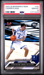 Graded 2024 Topps Bowman U Now Cooper Flagg #101 30 Burger Has Duke Dancing to the Elite Eight Rookie RC Basketball Card PSA 10 Gem Mint