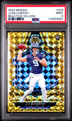 Graded 2024 Panini Mosaic JJ McCarthy #310 Reactive Yellow Rookie RC Football Card PSA 9 Mint (ONLINE ORDER ONLY)