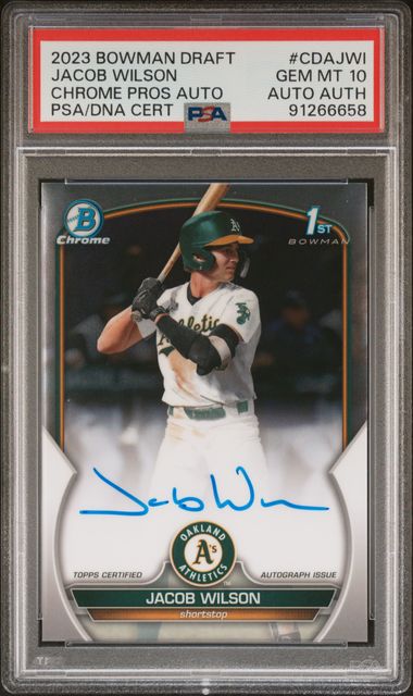 Graded 2023 Topps Bowman Draft Jacob Wilson #CDAJWI Chrome Prospects Auto Rookie RC Baseball Card PSA 10 Gem Mint (ONLINE ORDER ONLY)