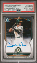 Graded 2023 Topps Bowman Draft Jacob Wilson #CDAJWI Chrome Prospects Auto Rookie RC Baseball Card PSA 10 Gem Mint (ONLINE ORDER ONLY)