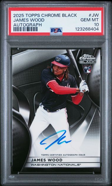 Graded 2025 Topps Chrome Black James Wood #CBA-JW Auto Rookie RC Baseball Card PSA 10 Gem Mint (ONLINE ORDER ONLY)