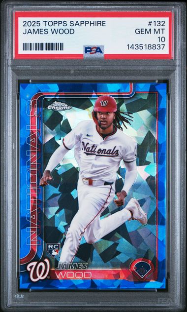 Graded 2025 Topps Chrome Sapphire James Wood #132 Rookie RC Baseball Card PSA 10 Gem Mint