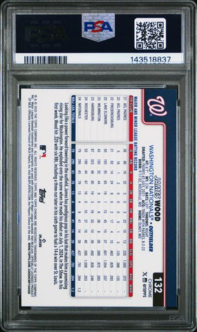 Graded 2025 Topps Chrome Sapphire James Wood #132 Rookie RC Baseball Card PSA 10 Gem Mint